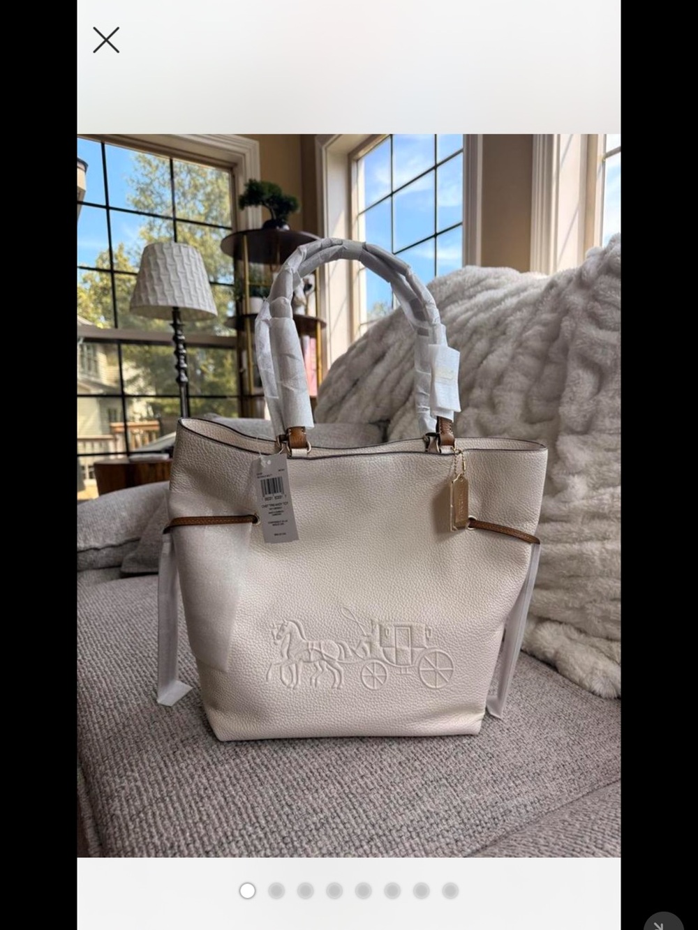 NWT Coach Andy Tote Leather Embossed Carriage Tote with Gold-Tone Tag -Chalk